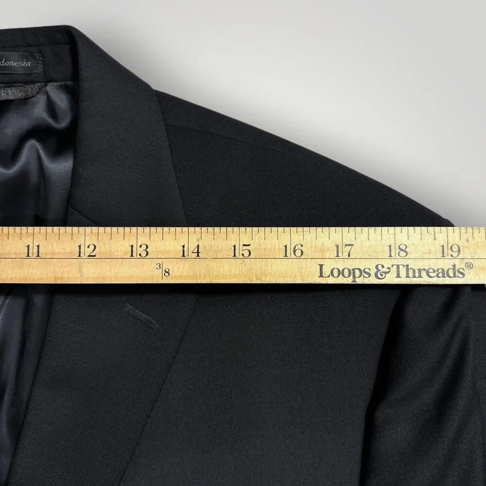 RALPH LAUREN Mens Blazer 44R Sport Coat Two Button Suit Jacket Black Wool